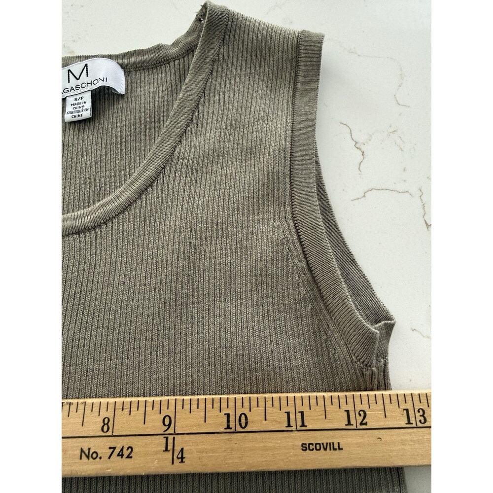 Magaschoni Womens Sleeveless Maxi Dress Size S/P Olive Round Neck Ribbed Casual - Picture 9 of 10